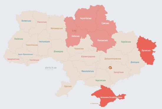 У низці областей України знову оголошена повітряна тривога