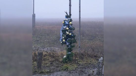 “Найбільш обстрілювана дорога”: волонтер розповів, як встановив “головну ялинку країни” під Бахмутом (відео)