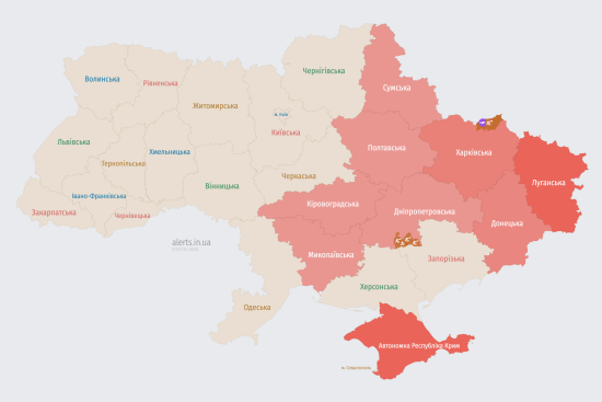 Росія атакує Україну декількома групами ударних безпілотників: мапа тривог