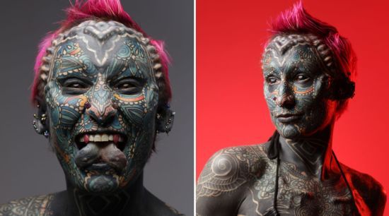 Ветеранка армії стала невпізнанною після того, як покрила 99,98% тіла тату: фото до і після