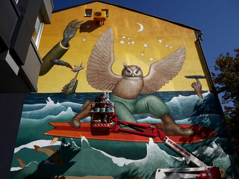 У Києві створили мурал "Мудрий панує над зірками" на підтримку ГУР і збору на дрон MAGURA V5. Фото