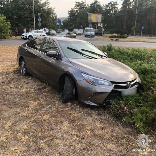 У Києві п'яний водій вилетів на клумбу: момент потрапив на відео