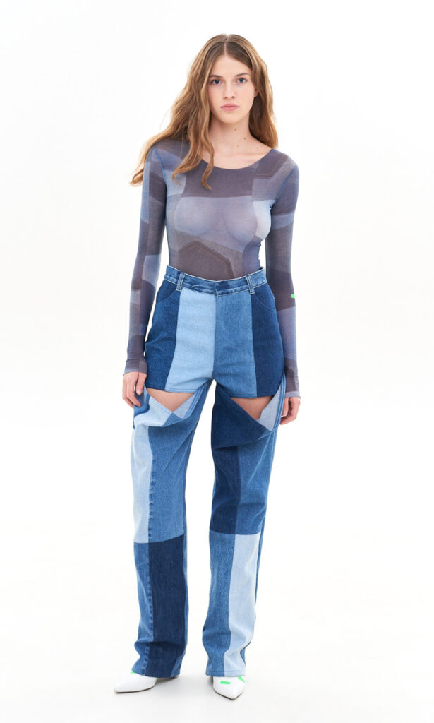 Denim second skin перший дроп колобораціі O(FourFour) x KSENIASCHNAIDER