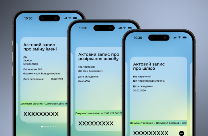 У «Дії» з’явилися свідоцтва про шлюб, розірвання шлюбу та зміну імені