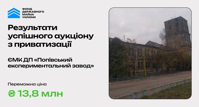 Фонд держмайна знайшов покупця на експериментальний завод на Сумщині