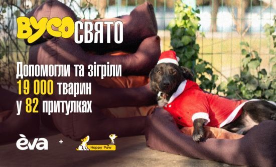 Як втілити мрію та подарувати тваринам тепло на свята. Результати “ВусоСвята” — благодійної ініціативи від мережі магазинів EVA та фонду Happy Paw