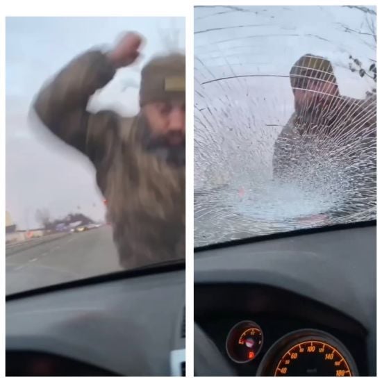 На Київщині військовий ТЦК кулаком розбив скло в авто ухилянта (відео)