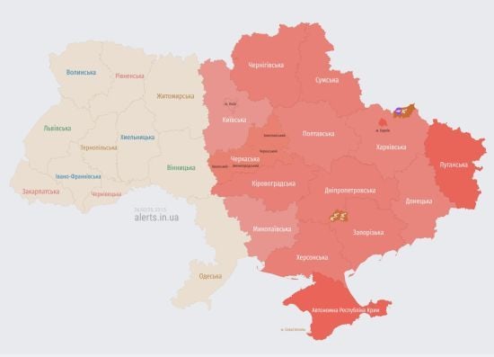 У Києві та низці областей оголошено повітряну тривогу - карта