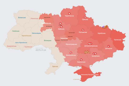 Росія атакує Україну ударними безпілотниками: напрямок руху