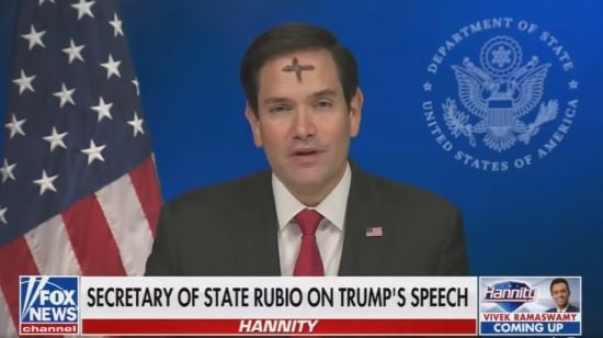 Рубіо з'явився в ефірі Fox News з хрестом на чолі: в чому річ (фото)
