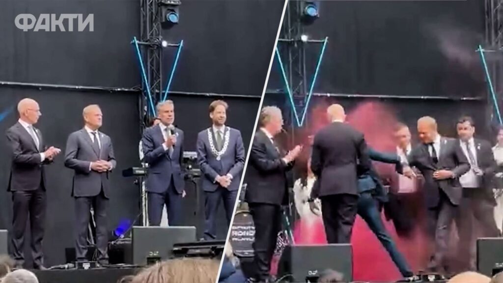 У Нідерландах кинули димову шашку в Туска і Схофа