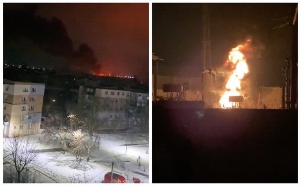 В окупованому Бердянську прогриміли вибухи і загорілись підстанція: у місті блекаут (відео)