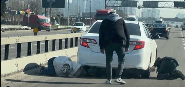 Секунди до трагедії: як у Києві рятували чорне кошеня посеред жвавої траси (відео)