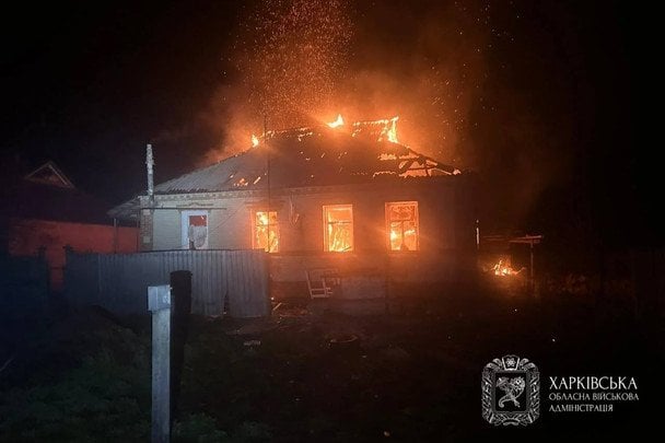 Внаслідок удару БпЛА по Харківщині виникла пожежа: є постраждалі — ОВА