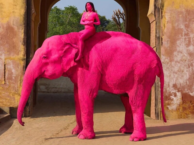 Заради забаганки росіянки в Індії пофарбували 65-річну слониху. Тварина померла