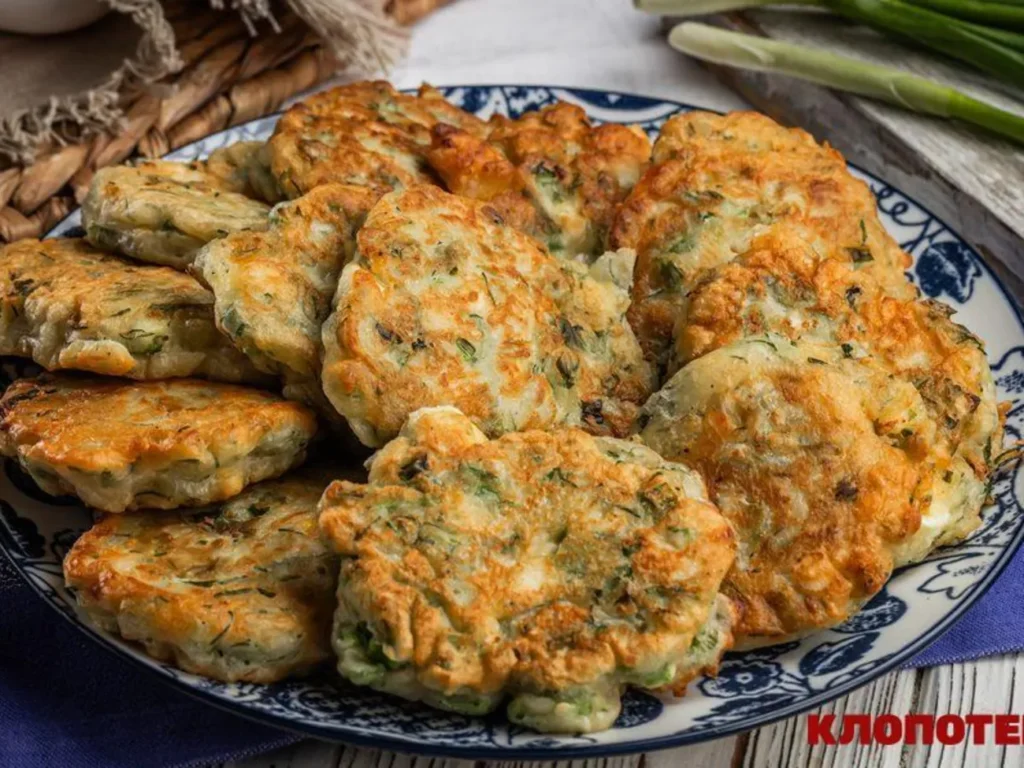 Швидкі оладки із зеленою цибулею і яйцем