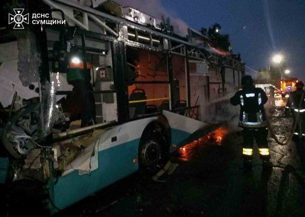 Росія вдарила авіацією по Сумах: спалахнув тролейбус, є поранені (фото) Росія вдарила авіацією по Сумах: спалахнув тролейбус, є поранені (фото)