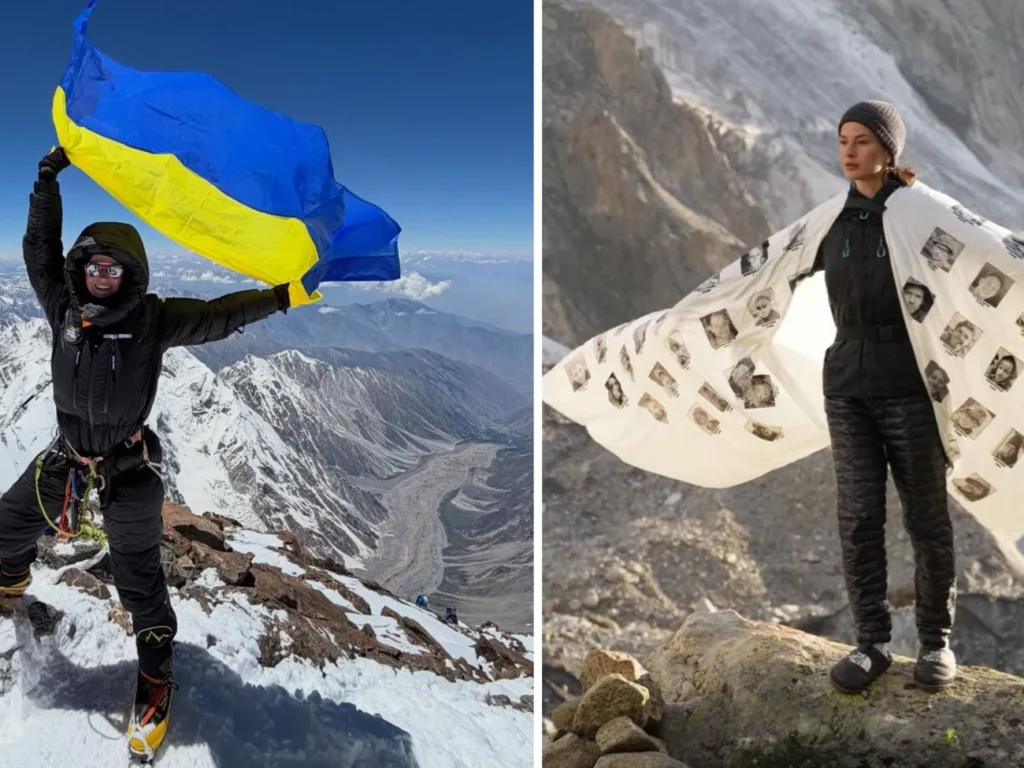 Українка Самойлова підкорила "гору-вбивцю" і розгорнула на вершині "Крила пам'яті". Фото Українка Самойлова підкорила "гору-вбивцю" і розгорнула на вершині "Крила пам'яті". Фото