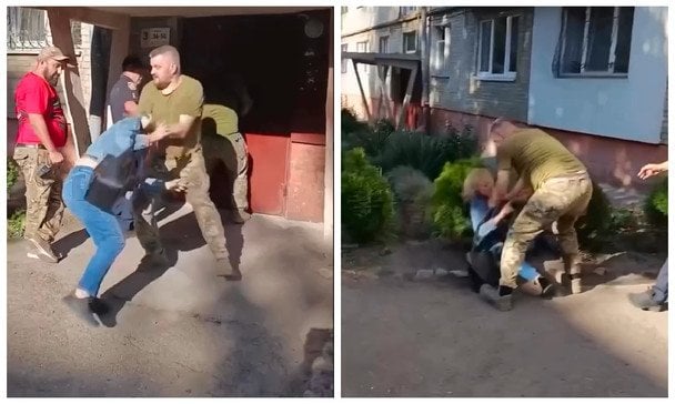 У Львові працівник ТЦК шарпав жінку і повалив її на землю: у військкоматі відреагували (відео)